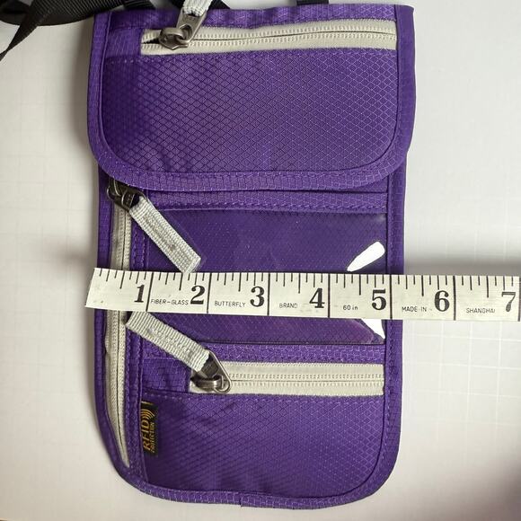 RFID Blocking Travel Neck Wallet Crossbody Pouch Purple Lightweight Organizer - Picture 6 of 8